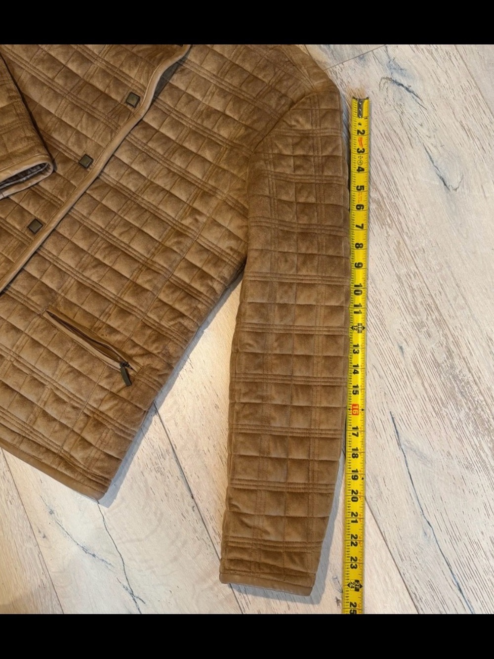 Tweeds Quilted Faux Suede Vintage Jacket M Tan Camel Equestrian Barn Coat Pocket - Picture 9 of 16